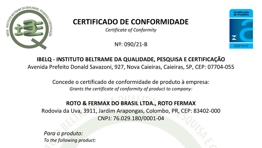 Roto Fermax certifica todas as famílias de articulações para janelas maxim-ar